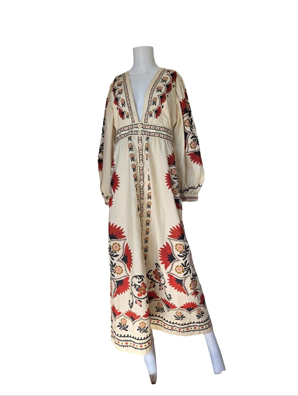 Farm Rio Mandala Maxi Dress Floral Cotton Poplin Boho Womens Size Medium - Picture 13 of 13